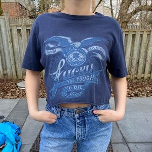 Blue Cropped Lucky Brand T-shirt